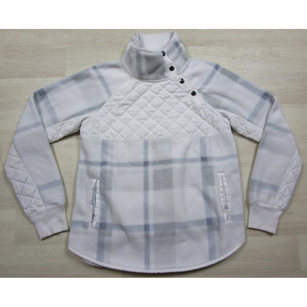 Abercrombie & Fitch Asymmetrical Snap-Up Fleece Pullover Women's (XS) Plaid